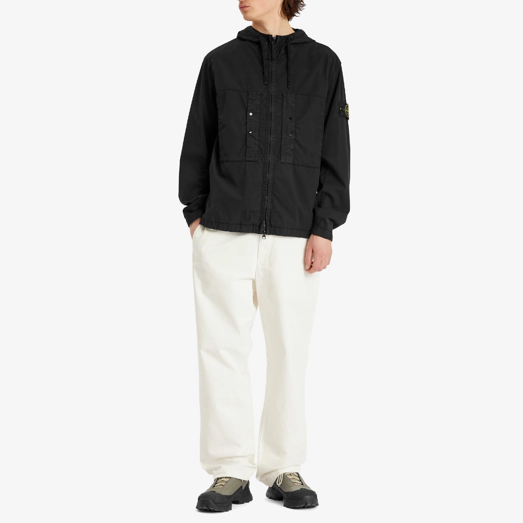Stone Island Men's Supima Cotton Twill Stretch-TC Hooded Jacket Black